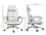 Linen-Look Office Chair, with 160&deg Reclining Back and Footrest - White T3398P342397