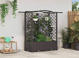 Raised Bed with Trellis and Roof Brown 122 x 40 x 141 cm PP 42032512