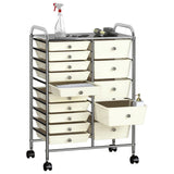 XXL 15-Drawer Mobile Storage Trolley White Plastic 320408