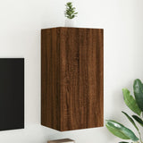 TV Wall Cabinet with LED Lights Brown Oak 40.5x35x80 cm 837266