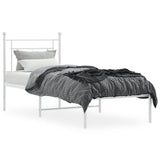 Metal Bed Frame without Mattress with Headboard White 75x190cm 374378