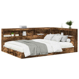Bookcase Bed with Shelf Smoked oak 140 x 200 cm Engineered Wood 3335732