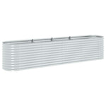 Garden Raised Bed 400x80x81 cm Galvanised Steel Silver 45511