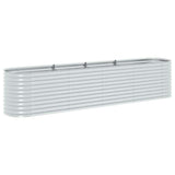 Garden Raised Bed 400x80x81 cm Galvanised Steel Silver 45511