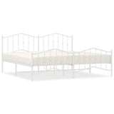 Metal Bed Frame without Mattress with Footboard White 193x203cm 373862