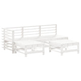 5 Piece Garden Lounge Set White Solid Wood Pine 3186551