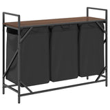 Laundry Basket 3 Compartments with Shelf Brown Oak 859064