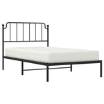 Metal Bed Frame without Mattress with Headboard Black 107x203cm 373883