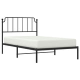 Metal Bed Frame without Mattress with Headboard Black 107x203cm 373883