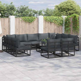 Garden Sofa Set with Cushion Black Aluminium 3378916