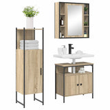Bathroom Furniture Set with Shelf 3 pcs Brown Engineered wood 3345136