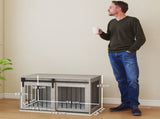 98cm Dog Crate Furniture with Removable Cushion for Large Dogs - Grey T3398P376382