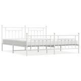 Bed Frame White Powder-Coated Steel Double Industrial Bed Frame 353611