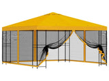 Garden Gazebo with Sidewalls 3 x 3 m Yellow Polyester and Steel 900344