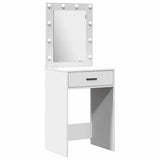 Dressing Table with Mirror Lights 3 pcs White Engineered wood 3334218