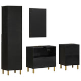 4 Piece Bathroom Furniture Set Black Engineered Wood 3309996