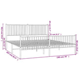 Metal Bed Frame without Mattress with Footboard Black 193x203cm 350888