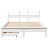 Bookcase Bed without Mattress White 135x190 cm Double Solid Wood Pine 3309825