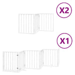 Dog Gate with Door Foldable 12 Panels White 600 cm Poplar Wood 3155536