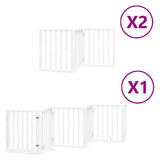Dog Gate with Door Foldable 12 Panels White 600 cm Poplar Wood 3155536