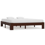 Bed Frame without Mattress Dark Brown Solid Pine Wood 160x200 cm 283302