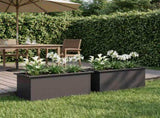 Garden Planter with LED 2 pcs Black 40 x 80 x 40 cm Steel 8008155
