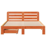 Bed Frame without Mattress Wax Brown 150x200 cm King Size Solid Wood Pine 3309850