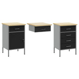 Work Cabinet with Drawer 8 pcs Black Engineered Wood and Steel 3321464