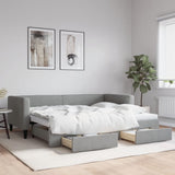 Daybed with Trundle&Drawers without Mattress Light Grey 90x190 cm Single 3196651