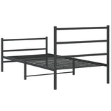 Metal Bed Frame without Mattress with Footboard Black 100x190cm 355377