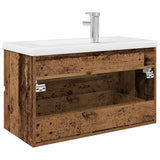 Sink Cabinet with Built-in Basin and Faucet Old Wood 3328933