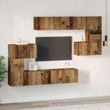 TV Cabinet Set Wall-mounted 8 pcs Old Wood Engineered Wood 3393216