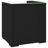 Side Table Black 40x37x40,5 cm Poly Rattan and Tempered Glass 319388