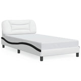 Bed Frame with LED without Mattress "Hvar" White and Black 100x200 cm 3213919