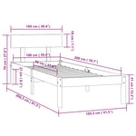 Bed Frame without Mattress Grey Solid Wood 100x200 cm 810139