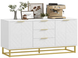 Sideboard with 3 Drawers and Adjustable Shelves for Living Room - White T3398P423858
