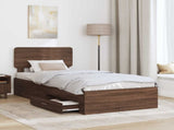 Bed Frame with Headboard Brown Oak 100 x 200 cm Engineered Wood 3412415