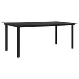 Dining Set Black Glass, Powder-Coated Steel, PVC Hollow Rattan 3060265