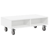 Side Table with Wheels White 90 x 50 x 30 cm Engineered Wood 891016