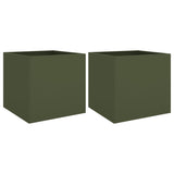 ZNTS Planters 2 pcs Olive Green 42x40x39 cm Steel 841554