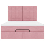 ZNTS Ottoman Bed with Mattresses Pink 140x190cm Velvet 3313474