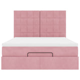 ZNTS Ottoman Bed with Mattresses Pink 140x190cm Velvet 3313474