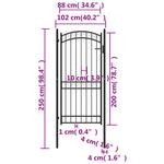 ZNTS Fence Gate with Arched Top Steel 100x200 cm Black 146372