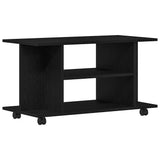 TV Cabinet with Castors Black Oak 80x40x45 cm Engineered Wood 862404