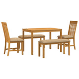 Dining Set 5 pcs Beige Solid Oak Wood 3430285