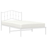 Metal Bed Frame without Mattress with Headboard White 107x203cm 373834