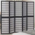 ZNTS Room Divider 5 Panels Black Solid Wood Paulownia 358773