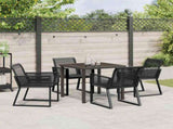 Garden Dining Set 5 pcs Black Powder-Coated Steel 3379311