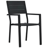 Garden Chair Set of 4 Black HDPE 4 chairs Durable 47886
