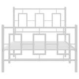 Metal Bed Frame without Mattress with Footboard White 90x200cm 374301